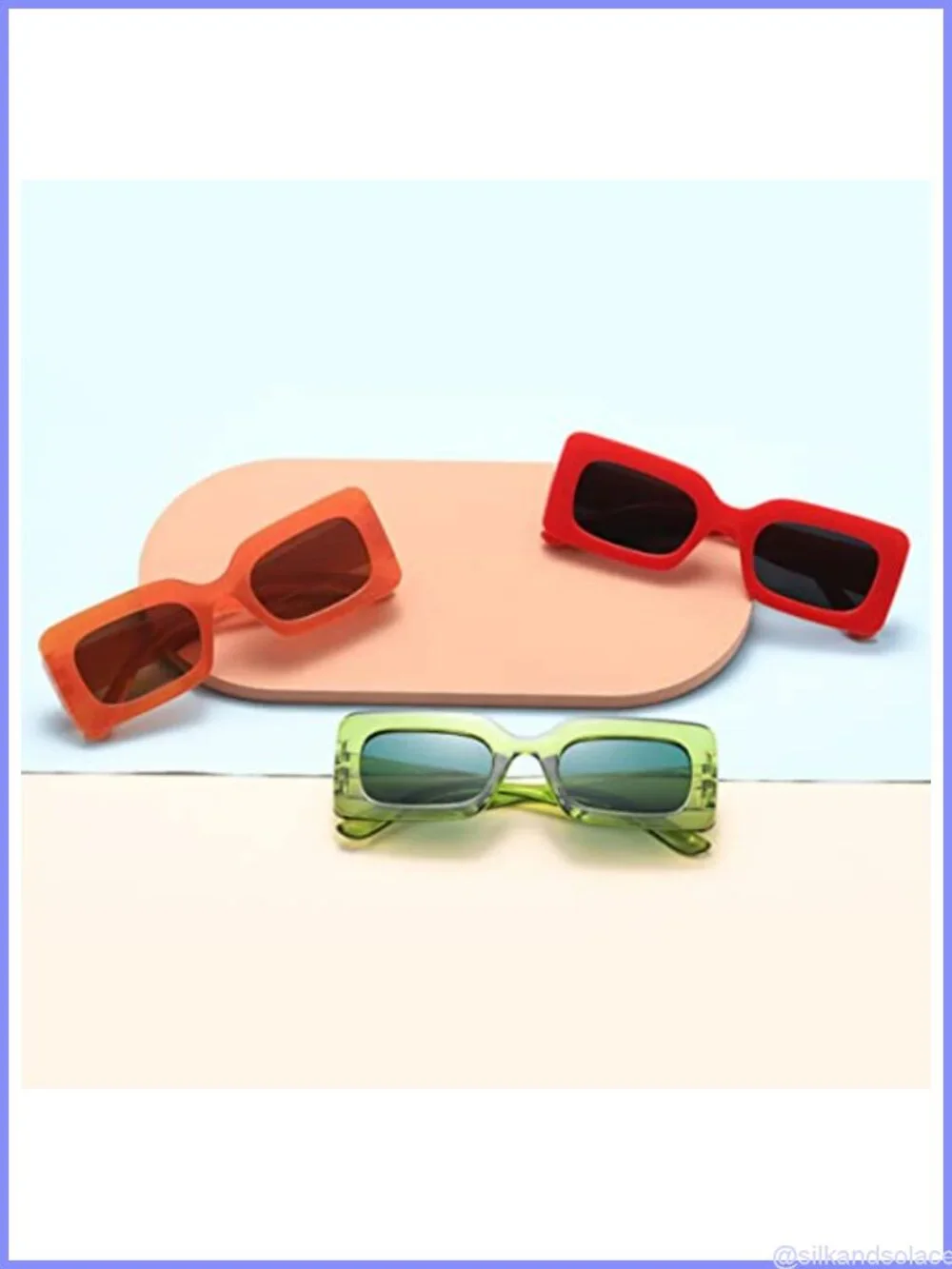 Retro Rectangle Sunglasses Square Frame Y2K Eyewear Full Frame UV Protection